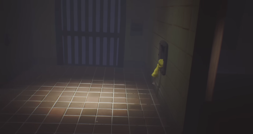 Six from Little Nightmares pulls lever in tiled room