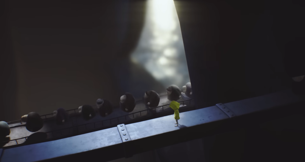Six from Little Nightmares walks on metal walkway