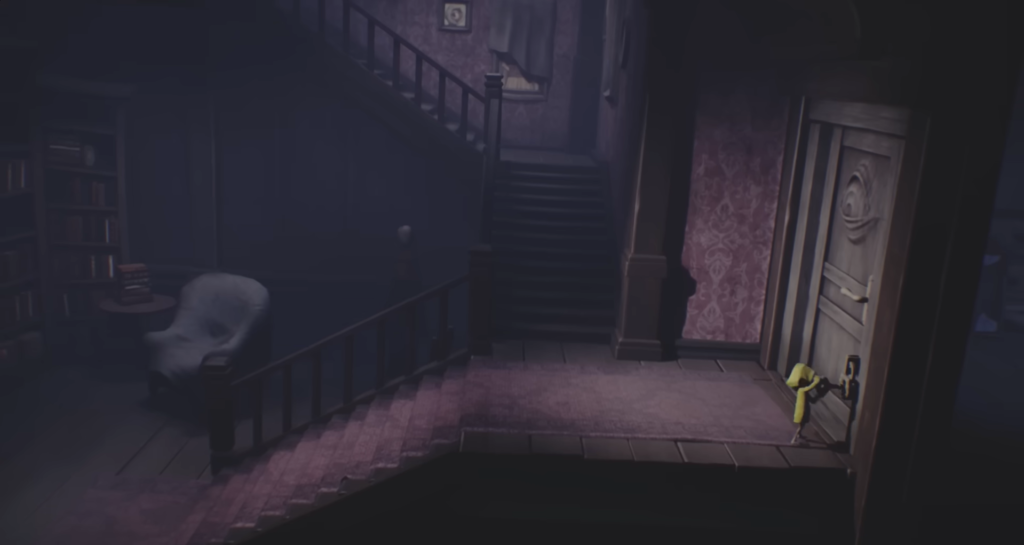 Six from Little Nightmares opening a door indoors