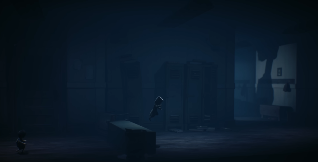 Six from Little Nightmares jumps in dark room