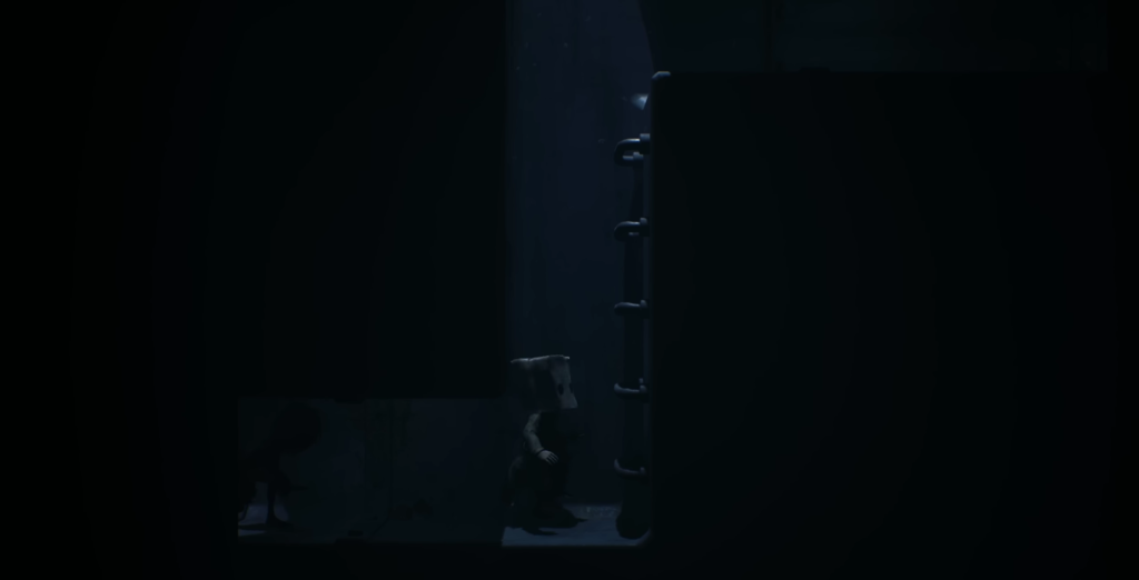 Six from Little Nightmares climbs ladder in darkness
