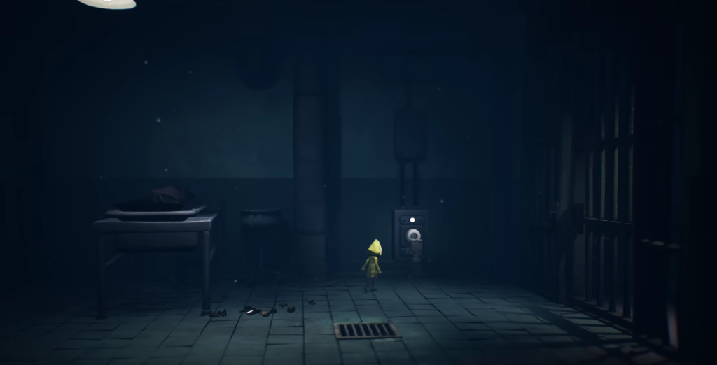 Six from Little Nightmares walks in dark room