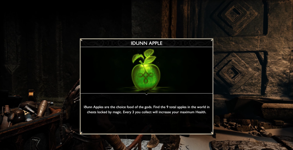 God of War Idunn Apple menu in stone room