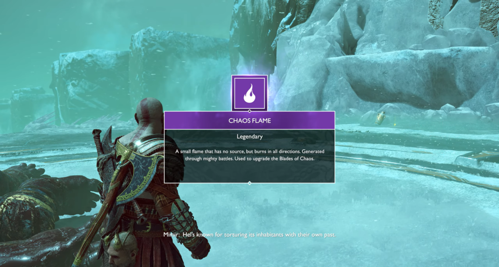 Kratos receives Chaos Flame in icy God of War setting