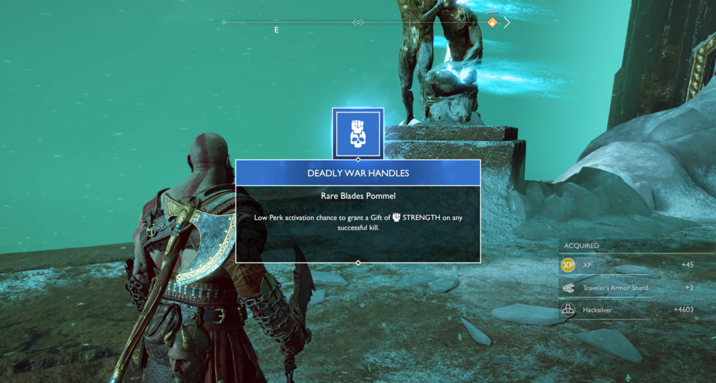 Kratos acquires Deadly War Handles in God of War