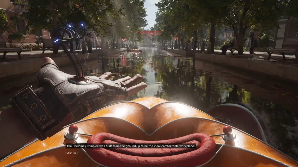 Atomic Heart glove reaching over canal