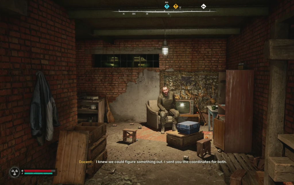 Man sitting on couch in basement