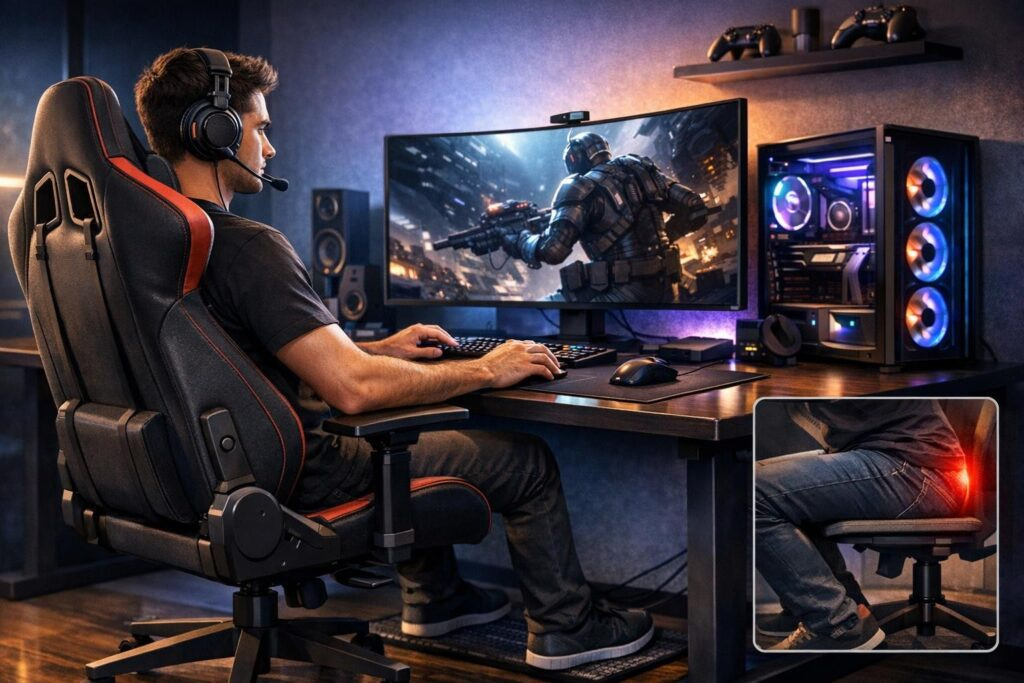 Gaming setup with headset