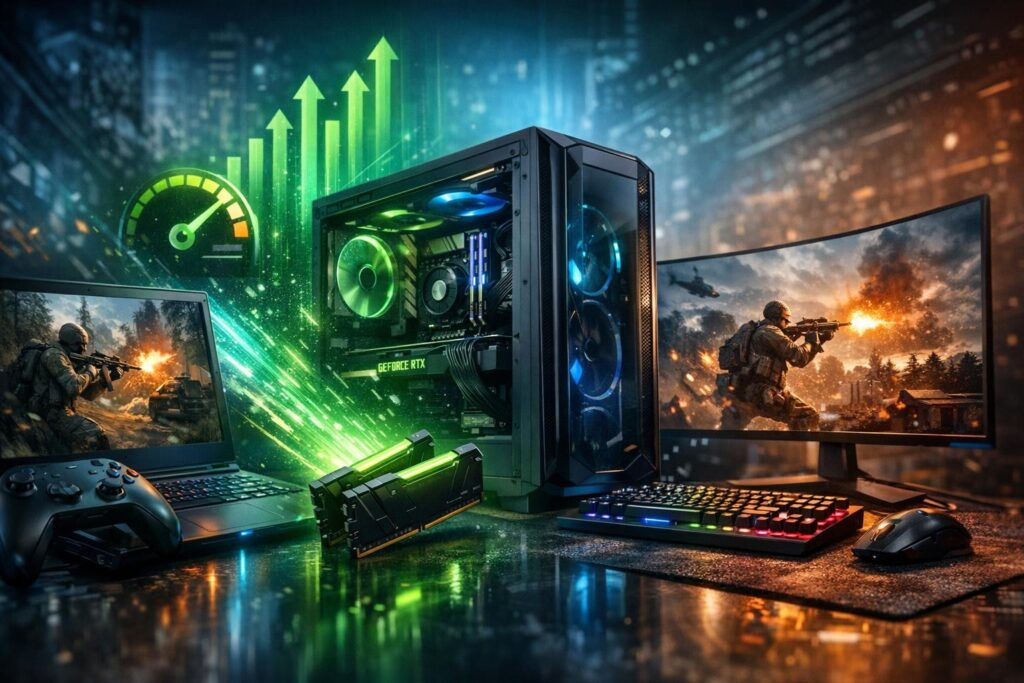 Gaming setup with computer