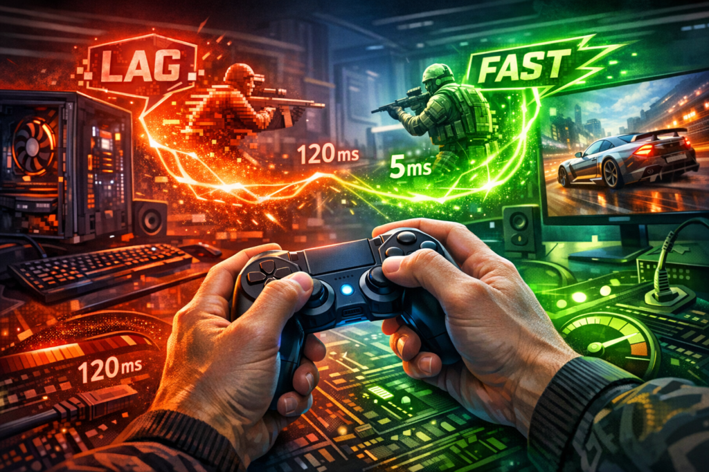 Gaming latency comparison illustration