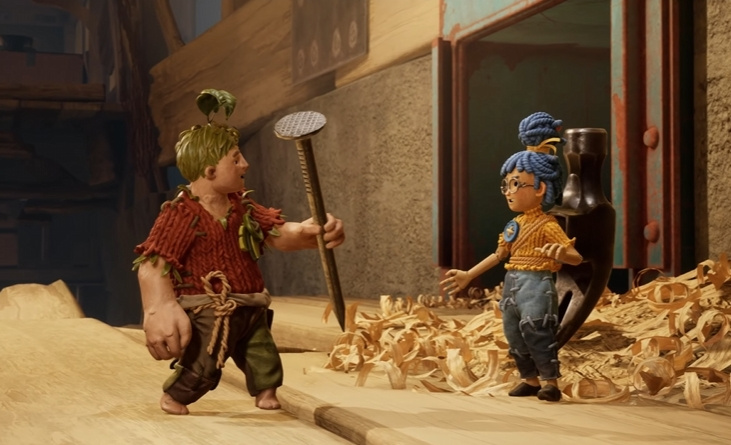 It Takes Two Cody and May talking in workshop